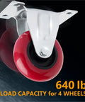 3 Inch Fixed Plate Caster Wheels Set Heavy Duty Rubber Casters 640 Lb Load Capacity Non Marring And Smooth Rolling In Use