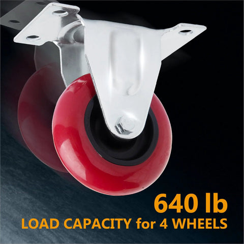 3 Inch Fixed Plate Caster Wheels Set Heavy Duty Rubber Casters 640 Lb Load Capacity Non Marring And Smooth Rolling In Use