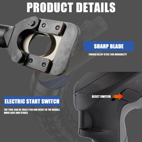 Beast Of A 70KN Electric Ratchet Cable Cutter For Copper Aluminum And ACSR Cables Up To 45mm featuring sharp blades