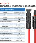Solar Extension Cable Set 6 Feet 10AWG With Male And Female Connectors Red And Black Dual Color Solar Panel Wire Adaptor Kit specs