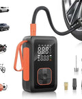 Portable Tire Inflator And Cordless Air Compressor On The Go 150 PSI Fast Inflation display and accessories