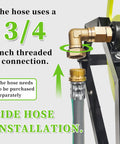 Heavy Duty Garden Hose Reel With Crank Handle Retractable 5/8 Inch Hose Reel For Wall Or Floor Mount No Hassle Metal Construction Holds Up To 300 Feet Of Hose Rotates 180 Degrees side hose installation with 3/4 inch connection