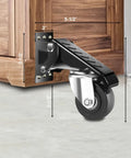 Badass Heavy Duty Workbench Casters set of four with urethane wheels and steel mounting plates on a workbench.