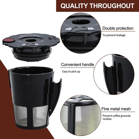 Reusable K Cup Coffee Filter Pod For Keurig 2.0 Brewers K200 Through K575 Pack Of 2 with close-up of durable mesh and features