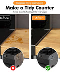 Before and after image showing Two Pack Stove Gap Covers, Adjustable From 13.8 To 27.5 Inches, reducing crumbs and gunk.