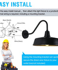Diagram showing wiring installation for Gooseneck Barn Lights Outdoor Fixture 15 Inch Farmhouse Style Black Exterior Sconce.
