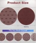 Two 9-inch mesh sanding discs with grits 60 and product size guide, part of 25-Piece 9-Inch Mesh Sanding Discs Set With 60 80 120 180 240 Grits