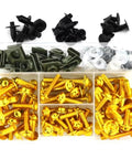 Yellow Motorcycle Body Work Screws And Mounting Washers Kit For ZX6R ZX10R ZX14R ZZR1400 ZZR600, alloy screws and washers set