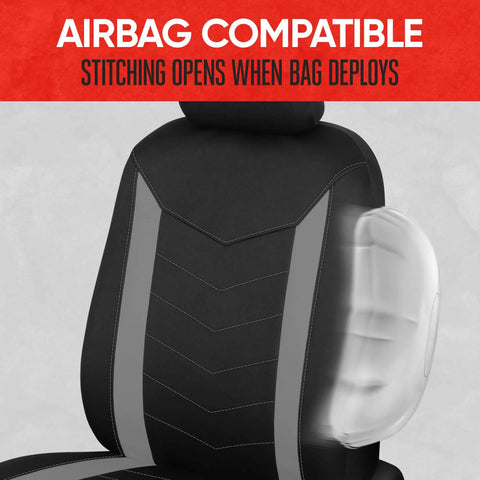Front Seat Covers For Cars Trucks And SUVs Gray With Waterproof Neoprene Lining SpillGuard protects with airbag deployment view