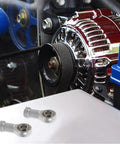 Heavy Duty M10x1.25 Threaded Fish Eye Rod End Bearings 4pc Set on an engine with shiny components.