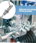 Close-up of Tough As Nails Stainless Steel Spring Plunger Pin With L Handle for cabinets, used in industrial machinery.
