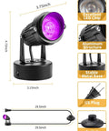 Diagram of 10W Indoor RGBW LED Spotlight with Remote Control Color Changing Uplighting showing dimensions and features