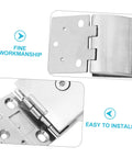 POPETPOP 2pcs zinc alloy arc hinges for glass cabinet doors; silver metal with mounting plates