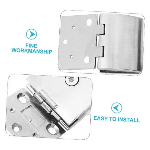 POPETPOP 2pcs zinc alloy arc hinges for glass cabinet doors; silver metal with mounting plates