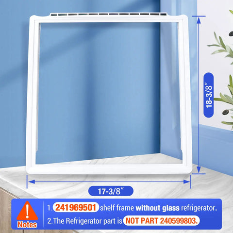 Crisper Pan Cover Replacement For Frigidaire Refrigerators 241969501 With Shelf Frame Without Glass, 17-3/8 x 18-3/8"