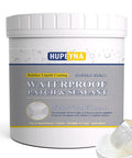 Top Shelf Invisible Liquid Waterproof Sealant Long Lasting Water Based Roof And Deck Coating Hella Tough 35 Oz Can with brush and coating texture.