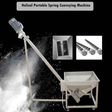 Beefy Stainless Steel Vertical Screw Conveyor Feeder With Inclined Auger, big loading inlet, 66.9 inch lift, hopper option, 220V