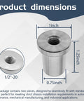 Heavy Duty Beefy Extended Barrel Weld On Nut 2 Pack With Half Inch 20 Thread showing dimensions and design features for chassis mounting.