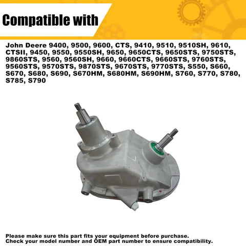 Heavy Duty Loading Auger Gear Case Replacement For John Deere S Series Harvesters and 9000 Series OE DE20100 DE32601 DE19111