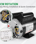 Heavy 5Hp Air Compressor Motor 3450 Rpm 208V Single Phase P56 Ccw Rotation wiring details with easy connection.