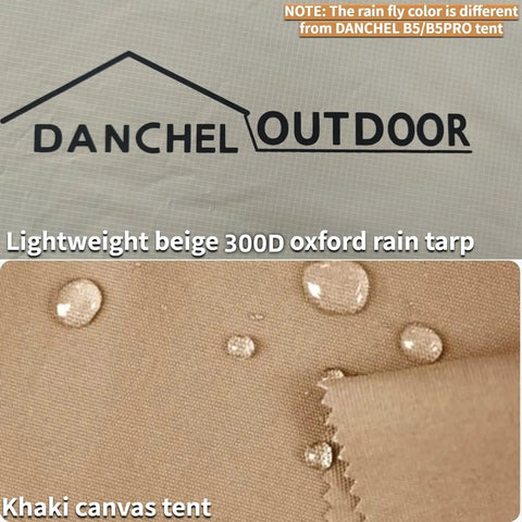 Heavy Duty Waterproof Rain Fly For Bell Tent Yurt Shelter, 300D beige oxford tarp with water droplets, close-up detail.