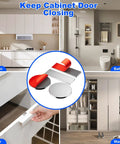 Ultra Thin Magnetic Cabinet Door Catch Set, Eight Pack With Rectangle And Round Magnets, Adhesive Drawer Magnets To Stay Closed, Stainless Steel Cabinet Latch With No Fuss Install, Built Tough For Home Cabinets shown in kitchens, bathrooms, and closets.