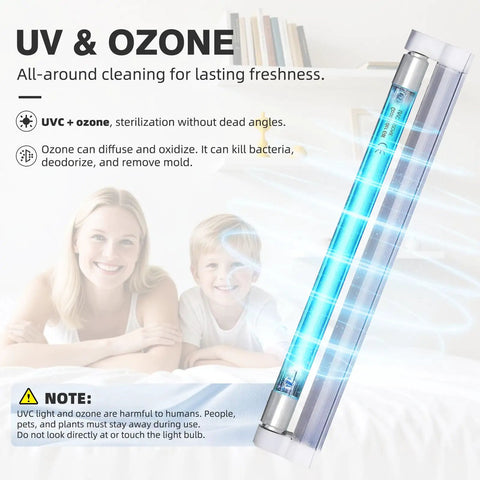 6W UV C Light Sanitizer Lamp With 253.7Nm UV C Bulb, 5ft On Off Cord, 110V Ozone Bulb for home sanitation, UV and ozone features