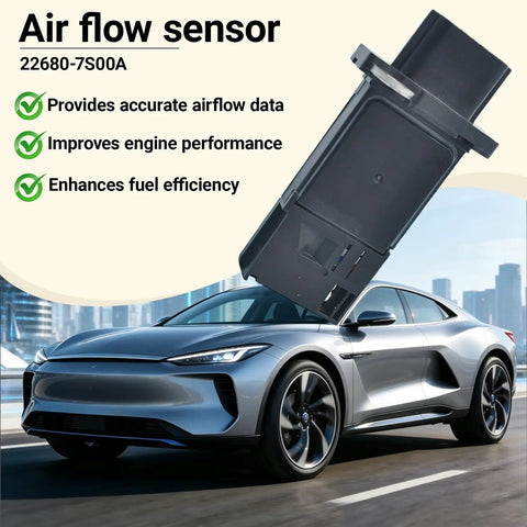 Plug And Play Mass Air Flow MAF Sensor For Nissan Altima Frontier Maxima Replacement OEM 22680-7S00A on black housing