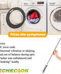 Heavy Duty Washer Suspension Rods Kit Four Pack Replace W10780045 W10537442 For Whirlpool Kenmore Maytag Amana shown with symbols of washer issues.