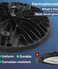 Close-up of UFO LED High Bay Light 150W 19500LM Shop Lights With 6 Foot Plug 5000K IP65 showing corrosion-resistant material