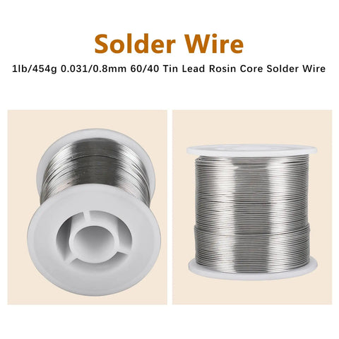 Sixty Percent Tin and Forty Percent Lead Rosin Core Solder Wire for Electrical Soldering, One Pound Pack, Diameter 0.031 Inch (0.8mm)