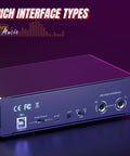 Back view of Two Channel USB Audio Interface For PC Mac And Laptop, 24Bit 192kHz Recording, showing USB and audio ports.