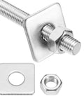 M10 450mm Fully Threaded Rod 201 Stainless Steel Right Hand Thread Bar With Nut And Square Washer for Anchoring