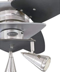 Close-up of Vector Elite 42 Inch Three Blade Ceiling Fan With LED Light Kit, brushed nickel finish, graphite accents, reversible blades.