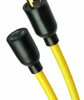 Twist To Lock Outdoor Extension Cord 50 ft Heavy Duty 12 Gauge NEMA L5-20P to L5-20R waterproof jacket bright yellow