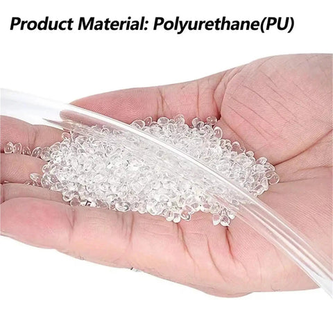 Top Shelf Heavy Duty Polyurethane Air Hose And Pneumatic Tube Two To Sixteen Millimeter Clear Compressor Pipe Fuel Line clear polyurethane beads in hand.