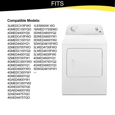 Image showing compatible models for Heavy Duty Dryer Roller Shaft Kit Replaces W10359269 W10359270 Axles For Whirlpool Dryers.
