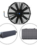 12 Inch Universal Electric Radiator Cooling Fan Kit With Mounting Bracket beside radiator and intercooler