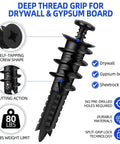 Self Drilling Size Eight Drywall Anchors And Screws Set, Heavy Duty Nylon And Glass Fiber Construction, 80 Lbs Load Capacity