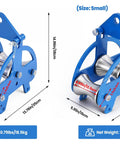 Heavy Duty Cable Puller Sheave For Smooth Wire And Cable Feeding, Industrial Steel Cable Pulley With 3 Solid Wheels illustrated in medium and small sizes, showcasing steel construction with dimensions and weight details.