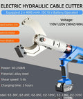 Cordless Cable Cutter With Hydraulic Power 60kN To 250kN Electric Wire Cutter, blue alloy steel body with battery pack