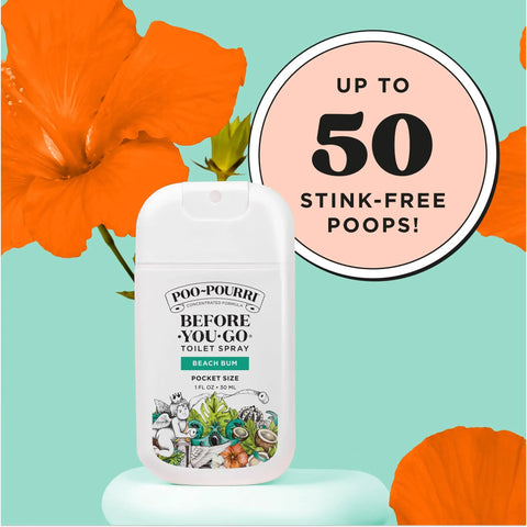 Before You Go Pocket Toilet Spray On The Go Freshener With Funk Lock Technology, Beach Bum Coconut Orchid Scent, Against orange flower
