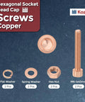 Rock Solid M6 X 40mm Socket Head Cap Screws And Hex Nuts Kit Forge Built From Solid Red Copper, includes washers and nut.