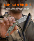 Man holding EDC Pocket Knife With 2.97 Inch 14C28N Blade, G10 Handle, liner lock, in a camping setting.