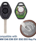 BMW 3 Series Key Fob Battery Replacement Li Ion 3V Rechargeable VL2020 for E46 E90 E91 E92 E93 with Key and Battery Close-up