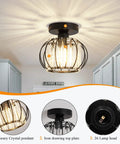 Two Pack Semi Flush Mount Ceiling Light Fixture With Lit Crystal Chandelier Style Modern Mini Indoor Ceiling Lamp for Hallway