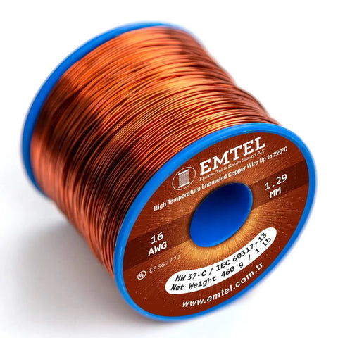 16 AWG Enameled Copper Wire For Motors And Transformers 1 Lb Spool 129 Feet 99.9 Percent Pure Copper Magnetic Coil Wire