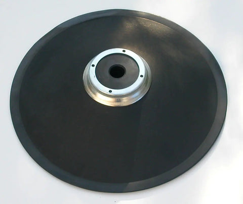 Solid Molded Rubber Grease Follower Plate For 120 Pound Sixteen Gallon Drum With One And A Half Inch Downtube And Fourteen And One Quarter Inch Diameter