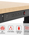 48 Inch Adjustable Workbench With Rubber Wood Top, Beefy Steel Frame, 2000 Lb Load Capacity, Built In Power Outlets detail.