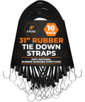 Heavy Duty Rubber Bungee Cords With Hooks 50 Pack, 31 Inch Length, 47 Inch Max Stretch, Black Tie Down Straps for outdoor gear